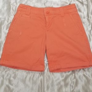 Coral Distressed Bermuda Shorts